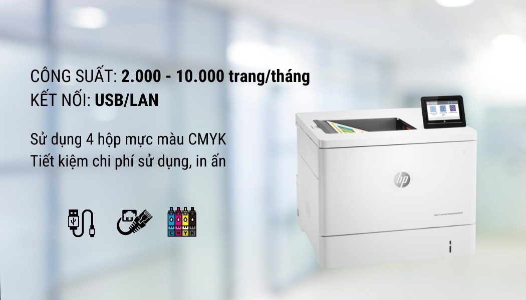 kết nối máy in màu HP M555dn