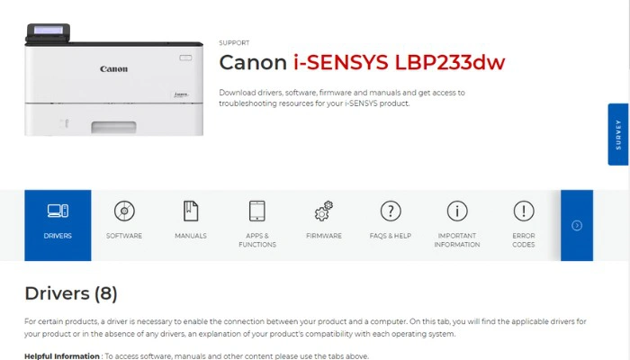 driver máy in Canon LBP233dw