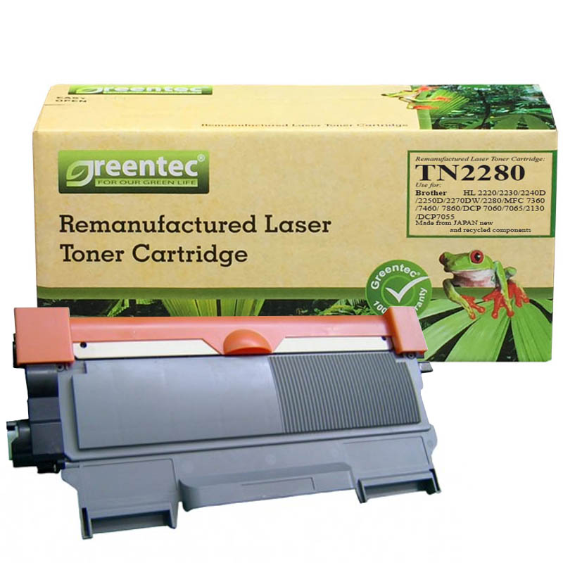 Hộp mực thay thế Greentec Brother TN2280 (đen) hiệu suất cao, tương thích cho máy in Brother