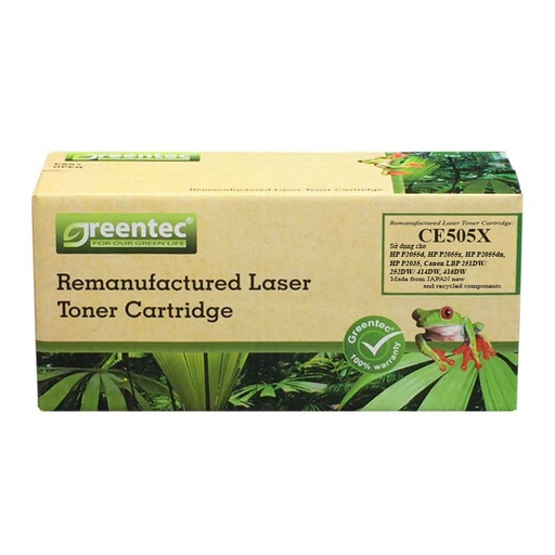 [CAR-GT-CE505X] Hộp mực thay thế Greentec Canon CE505X (đen) hiệu suất cao, tương thích cho máy in Canon 